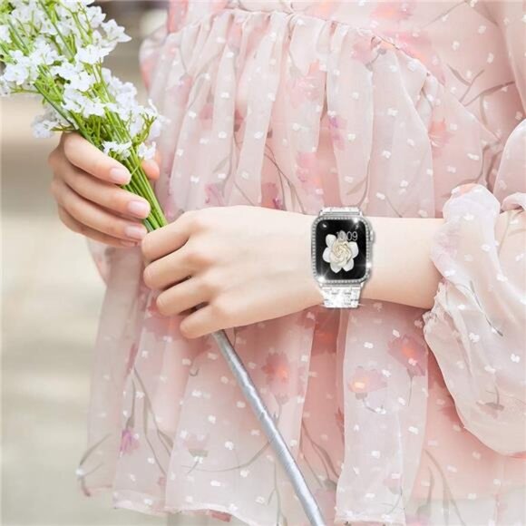 Compatible with Apple Watch Band Case, Women Jewelry Bling Diamond Rhinestone main image 4